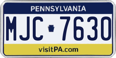 PA license plate MJC7630