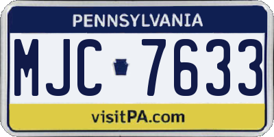 PA license plate MJC7633
