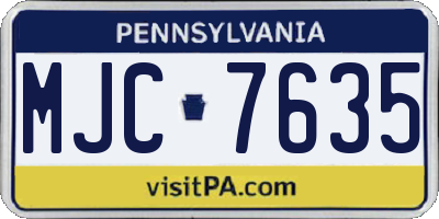 PA license plate MJC7635