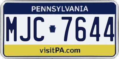 PA license plate MJC7644