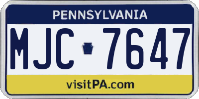 PA license plate MJC7647