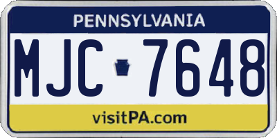 PA license plate MJC7648