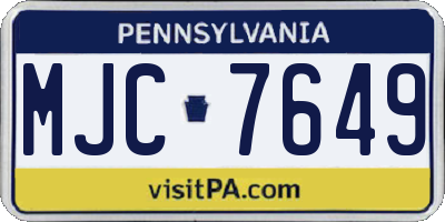 PA license plate MJC7649