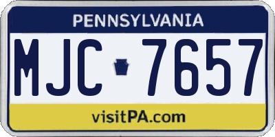 PA license plate MJC7657