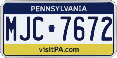 PA license plate MJC7672