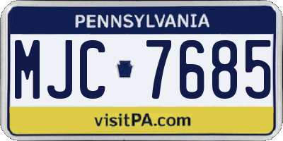 PA license plate MJC7685