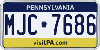 PA license plate MJC7686