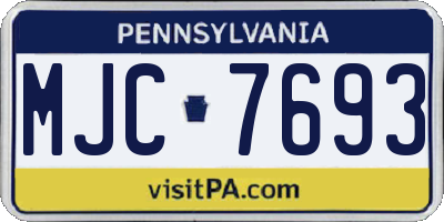 PA license plate MJC7693