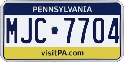 PA license plate MJC7704