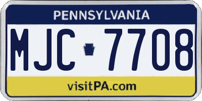 PA license plate MJC7708