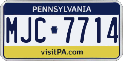 PA license plate MJC7714