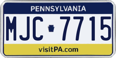 PA license plate MJC7715