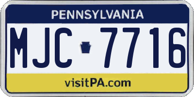 PA license plate MJC7716