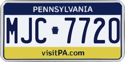 PA license plate MJC7720