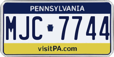 PA license plate MJC7744