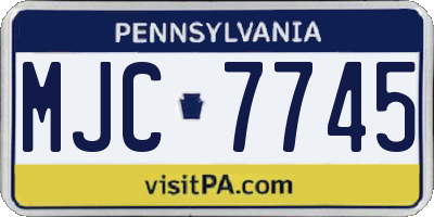 PA license plate MJC7745