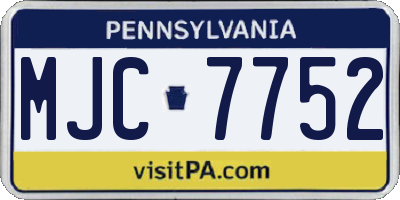 PA license plate MJC7752