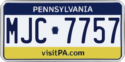 PA license plate MJC7757