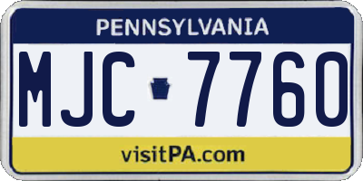 PA license plate MJC7760