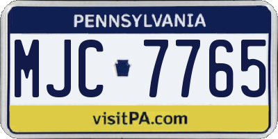 PA license plate MJC7765