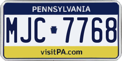 PA license plate MJC7768
