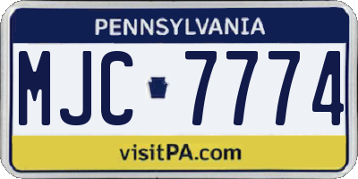 PA license plate MJC7774
