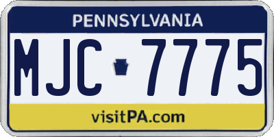 PA license plate MJC7775