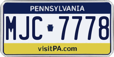 PA license plate MJC7778