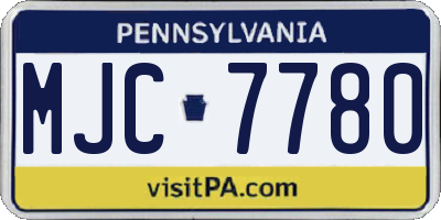 PA license plate MJC7780