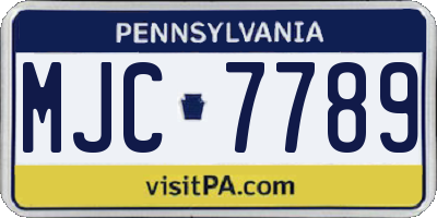 PA license plate MJC7789
