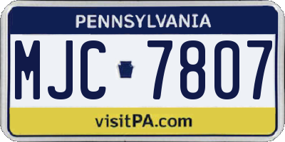 PA license plate MJC7807