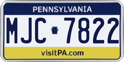 PA license plate MJC7822