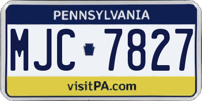 PA license plate MJC7827