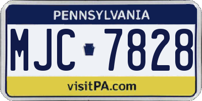 PA license plate MJC7828