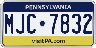 PA license plate MJC7832