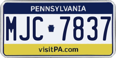 PA license plate MJC7837