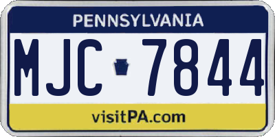 PA license plate MJC7844