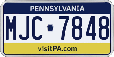 PA license plate MJC7848