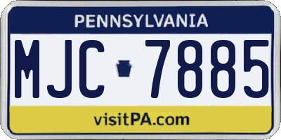 PA license plate MJC7885