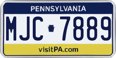 PA license plate MJC7889