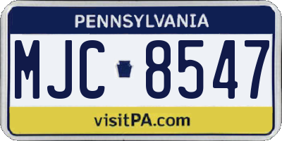 PA license plate MJC8547