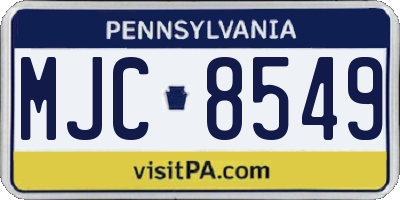 PA license plate MJC8549