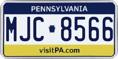 PA license plate MJC8566