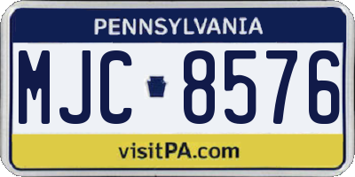 PA license plate MJC8576