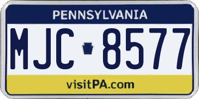 PA license plate MJC8577