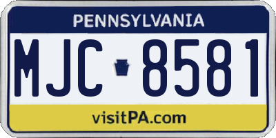 PA license plate MJC8581