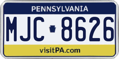 PA license plate MJC8626