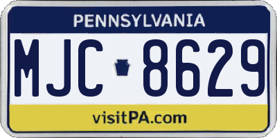 PA license plate MJC8629