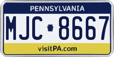 PA license plate MJC8667