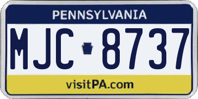 PA license plate MJC8737